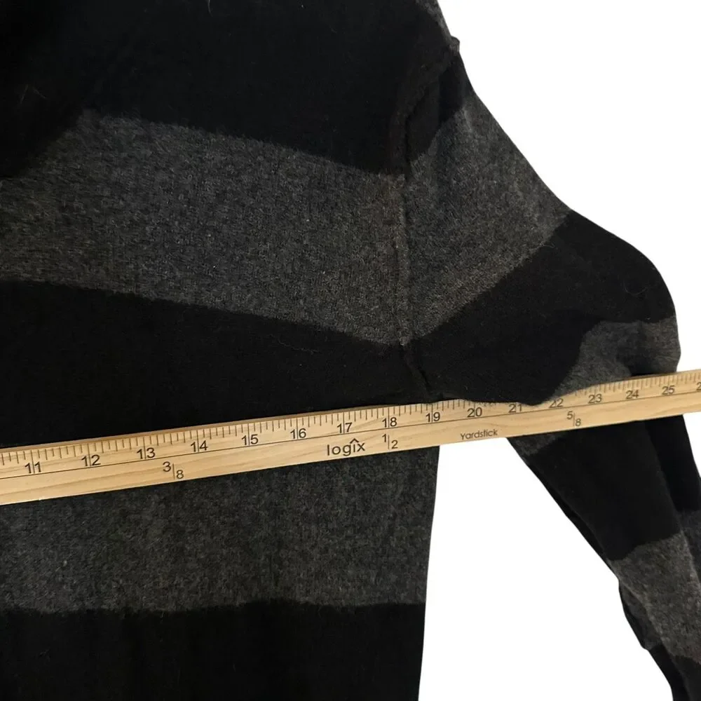 J. Crew‎ Re-imagined Black and Grey Striped 100% Lambs Wool Pullover Sweater M